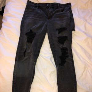 Black Distressed American Eagle Jean